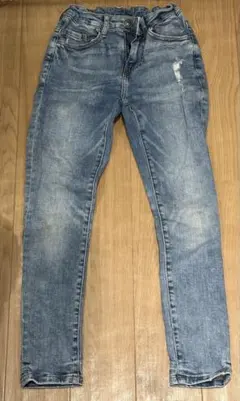 134 ライトブルー ダメージ加工 スキニージーンズ