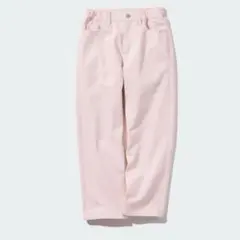 ユニクロキッズガールズワイドフィットジーンズ130 女の子長ズボンピンクパンツ