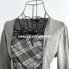 y2k 00s 平成ギャル ダークコア ギンガムチェックリボンカットソー フリル