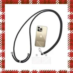 ◆ブラック スマホストラップ 首掛けストラップ 携帯ストラ ネックストラップ