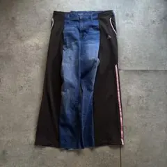 古着　リメイク　再構築　バギー　フレア　デニム　y2k グランジ