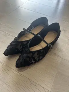 黒 レース パンプス 25.5cmのサムネイル