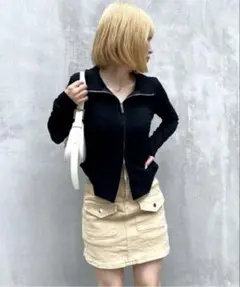 ダブルジッパー切替長袖リブニット SPIGA