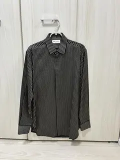 【美品】SAINT LAURENT Paris長袖シャツ ストライプ ブラックのサムネイル