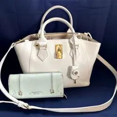 サマンサタバサ　ハンドバッグ 白　鍵付き　長財布　ペパーミントグリーン
