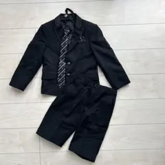 黒いフォーマルスーツ 120cm ネクタイ付き5点セット