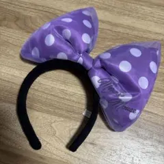 ミニーマウス風紫色水玉カチューシャ