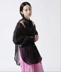maison special オーバーシャツ シアー シャンブレー オーガンジー