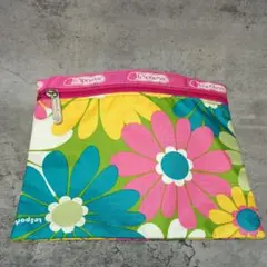 ✨美品✨レスポートサック カラフル レトロ花柄 フラットポーチ マルチカラー
