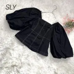 スライ クロップド丈トップス【F】パフスリーブ スクエアネック サイドファスナー