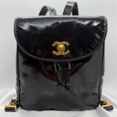 CHANEL パテントレザー ココマーク ターンロック リュック ブラックのサムネイル