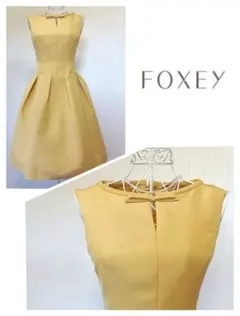 ☆FOXEYフォクシーシルクウールドレスアルドワーズリボンワンピース40☆ ☆FOXEYフォクシーシルクウールドレスアルドワーズリボンワンピース40