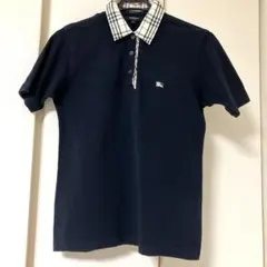 【美品】バーバリーロンドン ポロシャツ ノバチェック ネイビー M