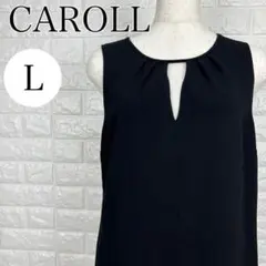 キャロル ノースリーブワンピース モノクロ スリット ミドル丈 A1573