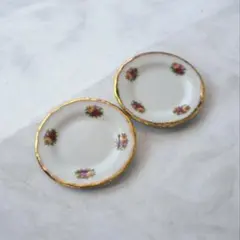 リチャード ジノリ オータムフラワー プレート 小皿 豆皿 2枚 金彩