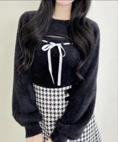 イング INGNI フェザーリブデコルテオープンリボンニット