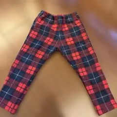赤と黒のチェック柄裏起毛長ズボン100cm