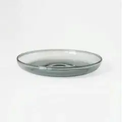 グレー ガラス製 円形皿
