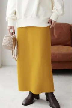 【最終値下】 discoat ナローニットスカート イエロー Fサイズ