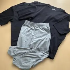 【極美品】ユニクロ メンズ エアリズム ジョガーパンツ Tシャツ セット