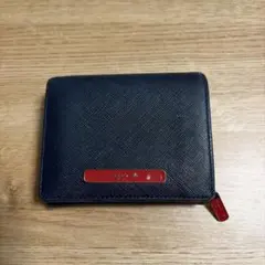 agnes b. アニエスベー 二つ折り財布 レザー ネイビー×レッド - メルカリ