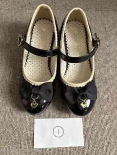 Bettykids フォーマルシューズ 黒 エナメル リボン 20cm