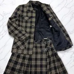 極美品 DAKS スカートセットアップ スーツ 日本製 ウールLMサイズ ラップ