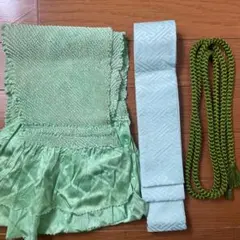 グリーン系　重ね襟　帯揚げ　帯締めセット
