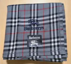 バーバリーズ ハンカチ ノバチェック グレー系 ホースマーク 刺繍 レディース