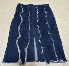 dzzit ダークデニム フリンジタイトスカート