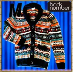 BACK NUMBERノルディック柄へちま襟カーディガン◇保温力抜群で防寒に最適