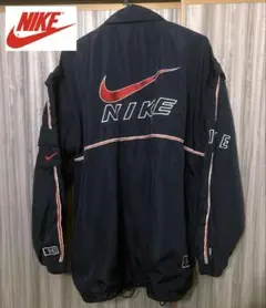 希少90s ‼️NIKE ナイロンジャケット ビッグロゴ‼️ネイビー