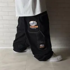 デッドストック！エミネム 超極太 デニム バギーパンツ 濃紺 光沢 B系