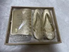 ゴールド 花柄 和装履物 バッグ付き Lサイズ
