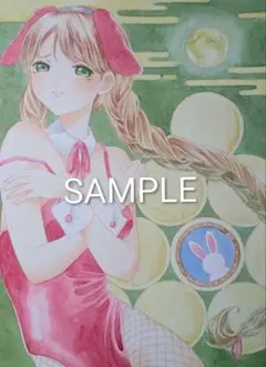色鉛筆画 アニメ風 手描き イラスト人物画 女性キャラクター
