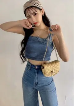 GRL ビスチェXワイドパンツデニムセットアップ