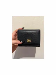 Gucci ブラックレザー 三つ折り財布