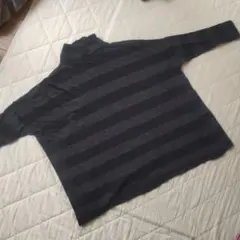 mizuiro ind グレー ストライプ 長袖ニット