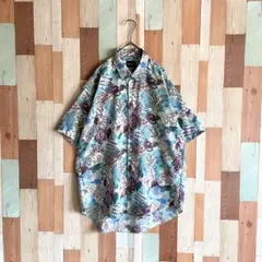 90s 00s vintage 総柄シャツ アート柄 LL 古着 y2k