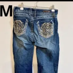 美品！Rock ローライズデニムパンツ　　スリムフィット　脚長効果 M