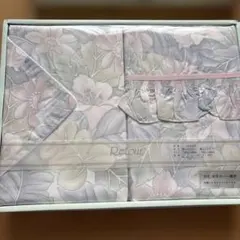 【訳あり】掛け布団& 敷布団カバー　水色ピンク　花柄のサムネイル