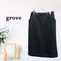 zk657【M】grove ひざ丈スカート 千鳥格子柄 タイトスカート ミモレ丈のサムネイル