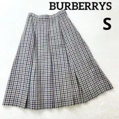 バーバリーズ　プリーツスカート　チェック　ウール　ミモレ丈　レトロ　ヴィンテージ