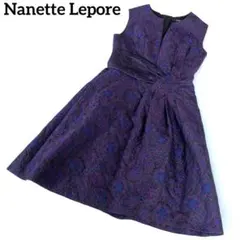 Nanette Lepore ジャガード ワンピース パープル フラワー 光沢のサムネイル