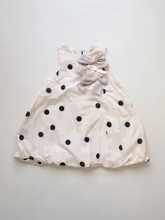 petitmain ドット　ワンピース　ノースリーブ　リボン　白 90
