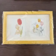 いわさきちひろ　水彩画 額装品 チューリップと子供