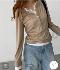 ヘンリーネック ロンt Tシャツ