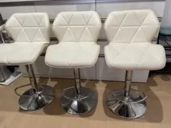 カウンターチェア 3脚セット ホワイト 昇降式