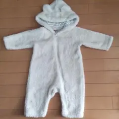 ecrue des jolieフリースロンパース 白 80cm