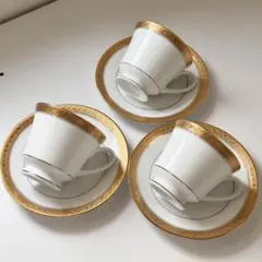 ノリタケ　シグニチャー　ゴールド　カップ＆ソーサー　３客
